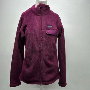 Patagonia Re Tool Fleece Jacket Coat Full Zip Maroon Purple Womens Size Medium
